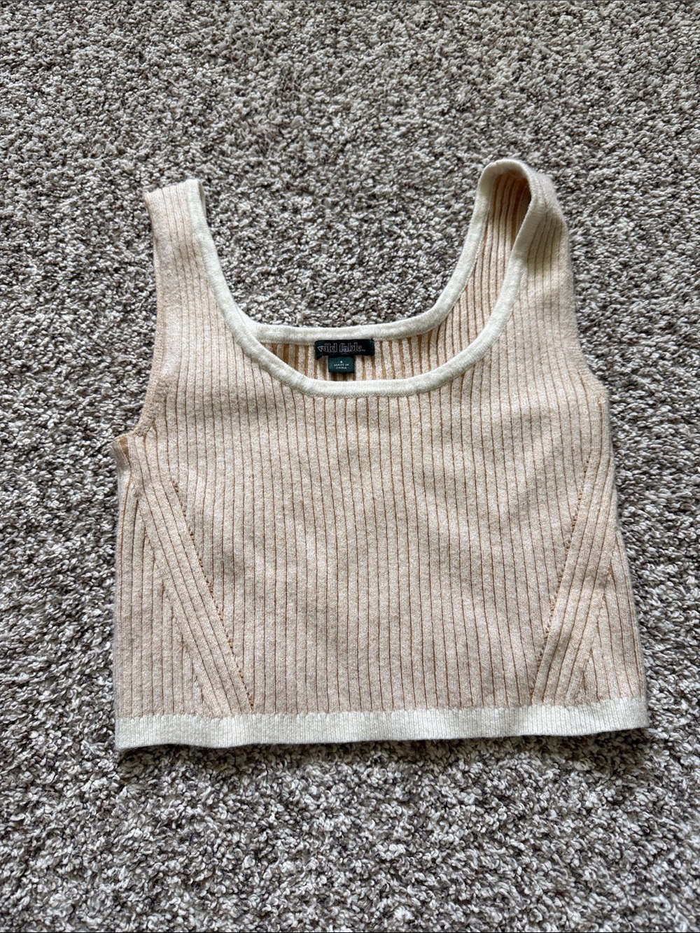 wild fable Beige Ribbed Scoop Neck Cropped Tank